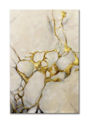 Obraz olejny ręcznie malowany Złoty Marmur 80x120cm