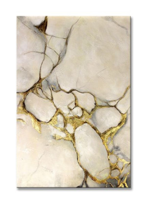 Obraz olejny ręcznie malowany Złoty Marmur 80x120cm