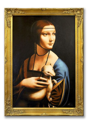 Obraz olejny ręcznie malowany Leonardo da Vinci Dama z gronostajem 75x105cm