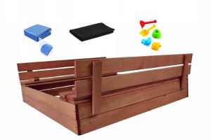 Piaskownica Zamykana Z Ławeczkami 120x120cm Gratis