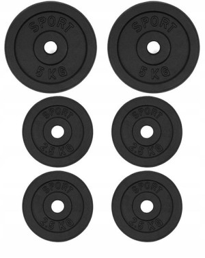 Obciążenie żeliwne zestaw 20kg 2x5 + 4x2,5 28mm