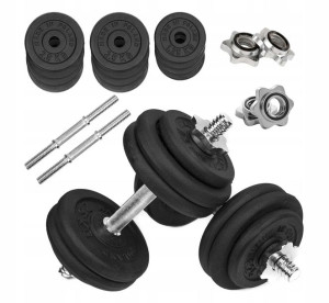 HANTLE ŻELIWNE 2x15 kg gryf talerze zestaw 30kg