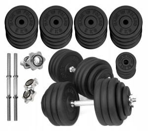HANTLE ŻELIWNE 2x45 kg gryf Talerze zestaw 90kg