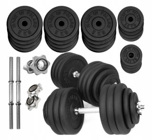HANTLE ŻELIWNE 2x40 kg gryf Talerze zestaw 80kg