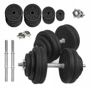 HANTLE ŻELIWNE 2x30 kg gryf Talerze zestaw 60kg