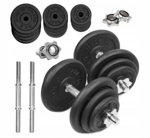 HANTLE ŻELIWNE 2x20 kg gryf Talerze zestaw 40kg