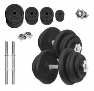 HANTLE ŻELIWNE 2x25kg gryf Talerze zestaw 50kg