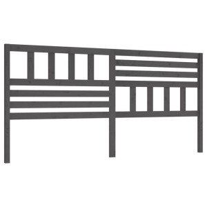 Wezgłowie łóżka, szare, 206x4x100 cm, lite drewno sosnowe