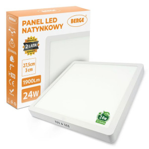 Lampa Led Panel Natynkowy Biały Kwadrat 24w 6000k