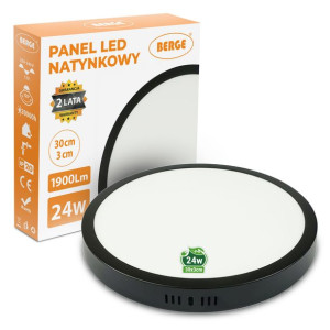Lampa Led Panel Natynkowy 24w Okrąg Czarny 6000k