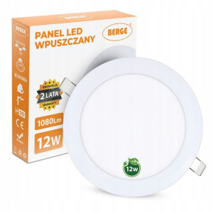 Panel LED plafon okrągły wpuszczany 12W CCD