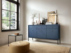 Komoda LAGOS 154 cm stolik Szafka VENASI Bordo Granat Loft Metal