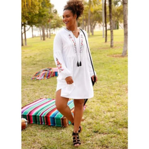 Bonprix Sukienka Oversize Z Długim Rękawem Haft Nadruk 36-38 926962