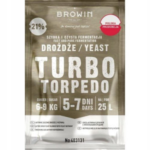 drożdże Browin Turbo Yeast TORPEDO 5-7 dni21%
