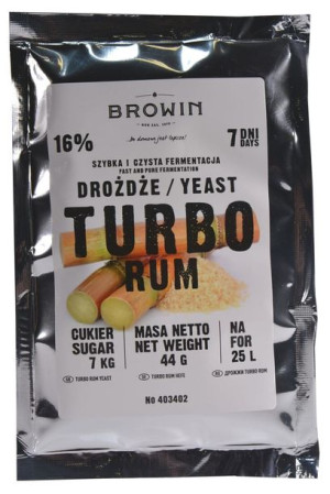 drożdże gorzelnicze Browin TURBO RUM na 25L 7kg