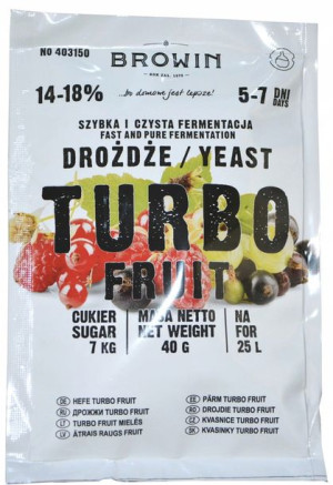 drożdże BROWIN TURBO FRUIT 10szt do owoców 14-18%