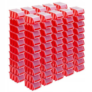100x Pojemnik magazynowy zamykany Kuweta NPKL6 RED