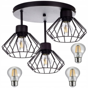 Lampa Wisząca Sufitowa Żyrandol Loft +3x Żarówka
