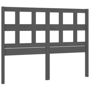 Wezgłowie łóżka, szare, 125,5x4x100 cm, lite drewno sosnowe