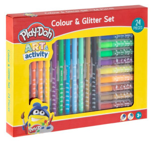 Play-Doh kolorowe mazaki i brokat 24 elementy Grafix