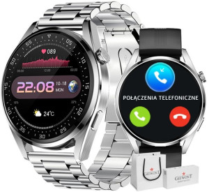 Smartwatch Giewont Gw450-4 Srebrny + Pasek Czarny Silikonowy