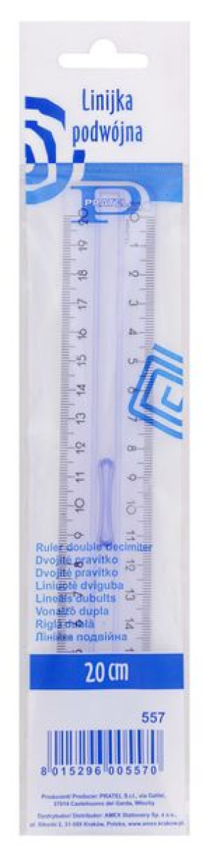 Linijka 20cm podwójna etui Pratel