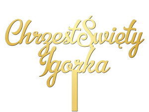 Topper na tort Złote Lustro Chrzest Święty