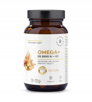 AURA Omega+ Vitamin D3 2000 IU + K2 60 odporność