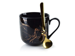 Lola Kubek Jumbo 450 Ml Ze Złotą Łyżeczką Marble