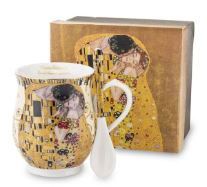 Kubek Baryłka + Porcelanowa Łyżeczka - Klimt Kiss
