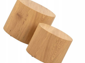 Naturalny Zestaw Stolików Kawowych Dąb == Styl Eco