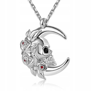 GNOCE - Naszyjnik Moon Skull with Roses