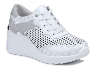 Sneakersy damskie na koturnie S.Barski 29587 White