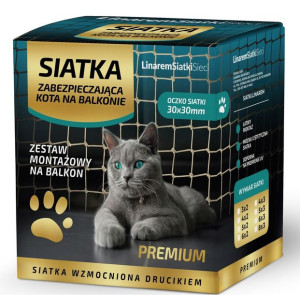 Zestaw Premium Siatka Na Balkon Dla Kota Wzmocniona Drucikiem 2m X 3m