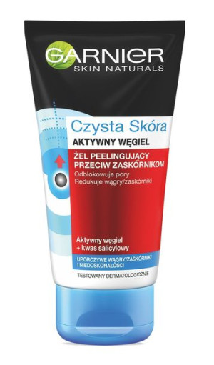 Garnier Czysta Skóra Aktywny Węgiel żel peelingujący przeciw zaskórnikom