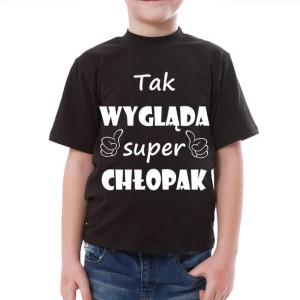 Tak wygląda super chłopak KOSZULKA czarna 12-14