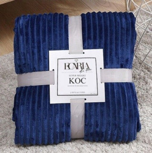 180x200 Koc Granatowy Pled Narzuta Na Łóżko Miękki