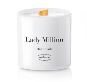 Lady Million. Świeca Sojowa . Drewniany knot