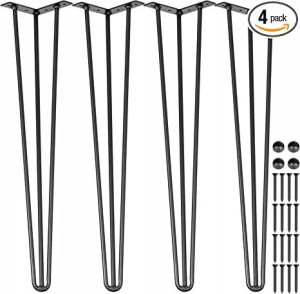 Happybuy Nogi do stołu metalowe czarne 4 sztuki