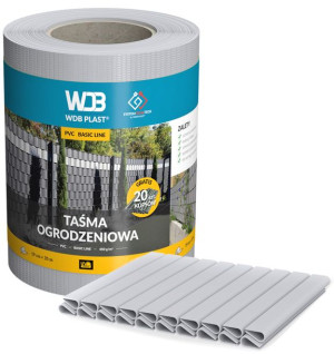 Taśma Ogrodzeniowa Szara 19cm X 35m Na Ogrodzenie Płot Osłona Paneli