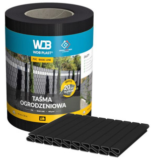 Taśma Ogrodzeniowa Czarna 19cm X 35m Na Ogrodzenie Płot Osłona Paneli