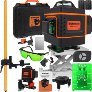 Poziomica Laserowa Laser Krzyżowy 3 Baterie Tyczka