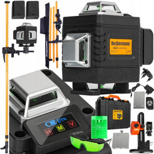 Laser Krzyżowy Poziomica Laserowa 4d + Tyczka