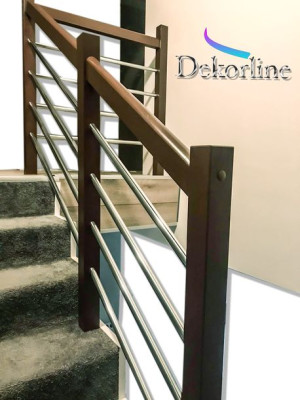 BALUSTRADA Drewno + Rurki chromowane PEŁNY ZESTAW