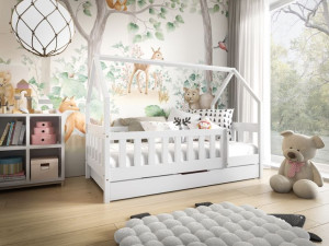 Łóżko dziecięce DOMEK LUNA 160x80 + materac + szuflada