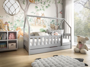 Łóżko dziecięce DOMEK LUNA 160x80 + materac + szuflada