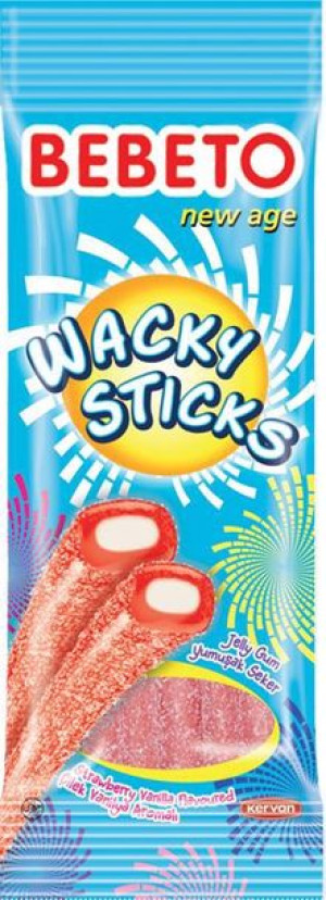 Bebeto Kwaśne żelki kable o smaku truskawki i wanilii 75 g