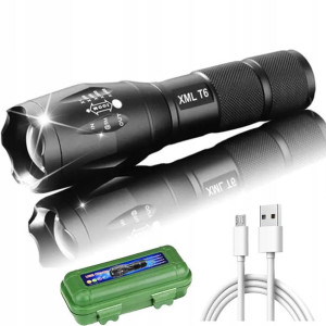 Mocna Latarka Taktyczna Led Xml-t6 Cree Zoom 1km