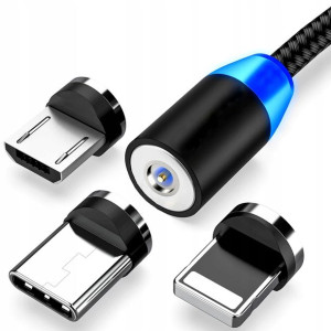 Kabel Magnetyczny 3w1 Micro Typ-c Do Iphone Usb-c