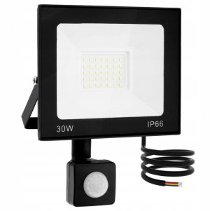 Halogen Lampa Z Czujnikiem Ruchu Led Biały Zimny 30w Ip66